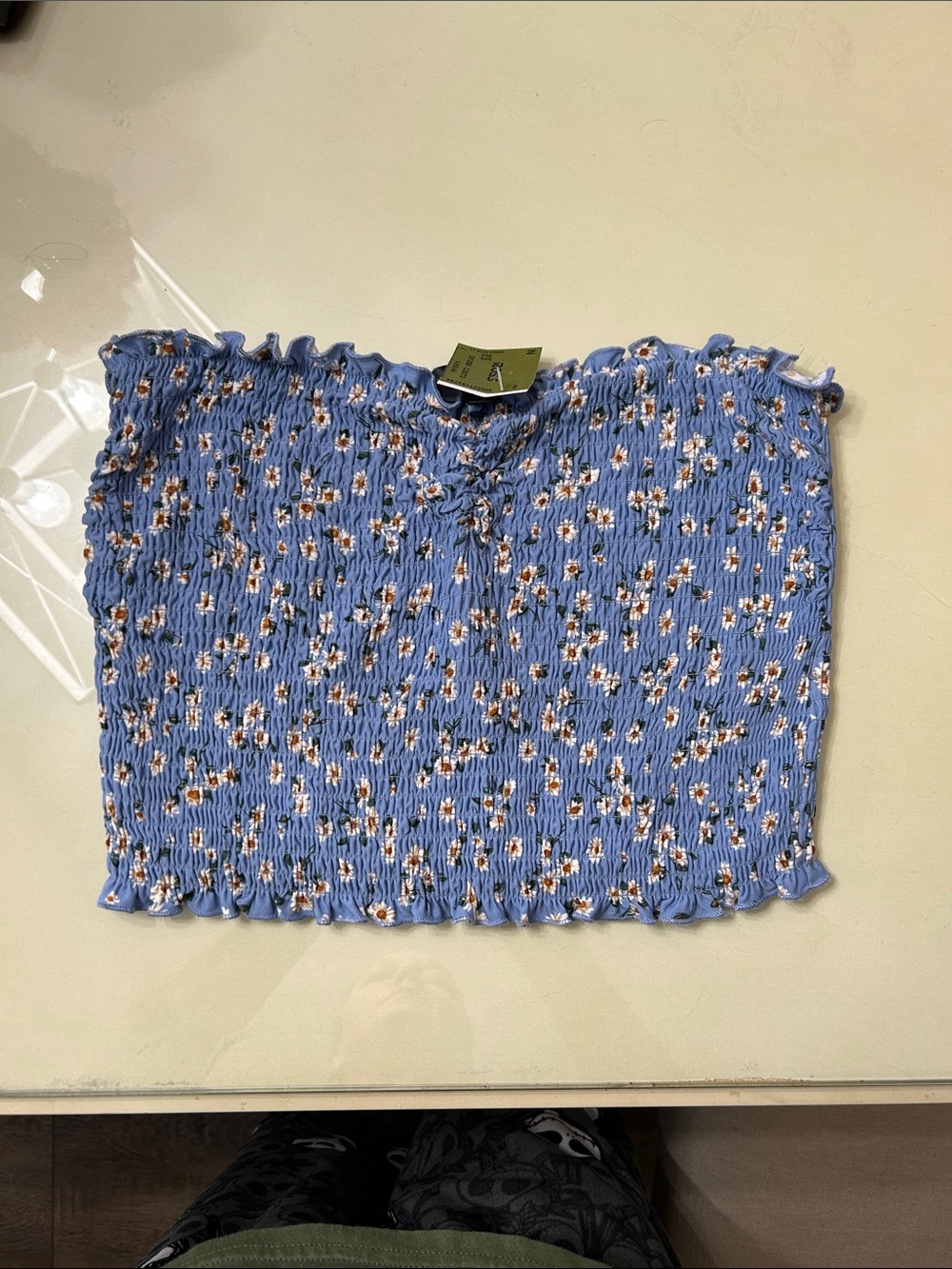 Ditsy Floral Smocked Tube Top - Light Blue